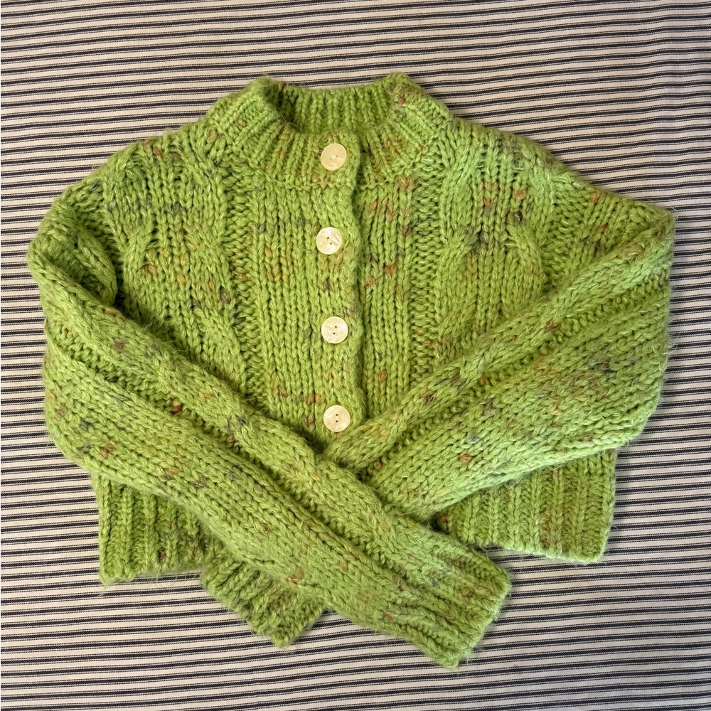 Chunky Knit Green Cropped Sweater(S)